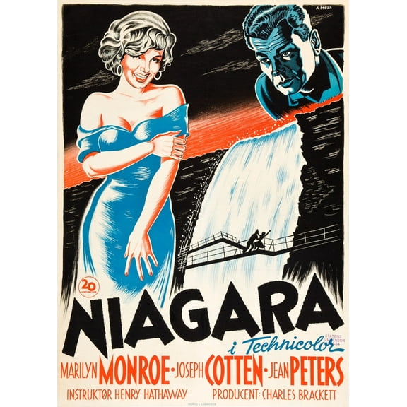 Niagara L-R: Marilyn Monroe Joseph Cotten On Danish Poster Art 1953 Tm And Copyright �Everett Collection Movie Poster Masterprint (11 x 17)