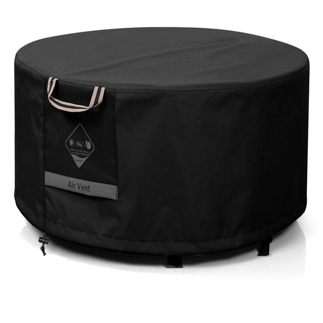 QH.HOME Housse Ronde pour Foyer, Super Imperméable, 36 Pouces P X 20 Pouces H, Housse Ronde pour Foyer Extérieur 600D Résistante aux Déchirures, UPF 50+ Housse pour Foyer