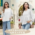 thumbnail image 4 of VDJ Women's Sweaters 3/4 Sleeve Loose Casual Crew Neck Knit Blouses 2025 Oversized Drop Shoulder Solid Knit Tops Size S, 4 of 6