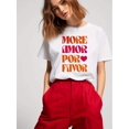 thumbnail image 1 of More AMOR POR FAVOR Letter Print T-shirt, Casual Short Sleeve Crew Neck Top, Regular Length, Alphabets Pattern, Spring/Summer Women'S Clothing, 1 of 6