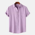 thumbnail image 2 of Dagugfen Shirts for Men Button up Short Sleeve Loose Solid Color Vacation Casual Summer Tops with Pocket, 2 of 9
