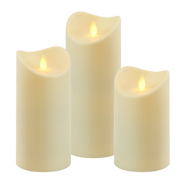 Battery Operated LED Candles with Moving Flame Set of 3