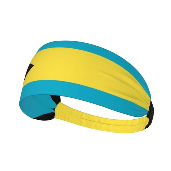 Unisex Bahamas Flag Pattern Sweatband Sports Headband For Running Cycling Yoga Workout Stretchy Hairband