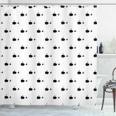 Ambesonne Whale Shower Curtain, Fins Maritime, 69"Wx84"L, Dark Green White
