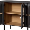 thumbnail image 6 of WAMPAT Fluted TV Stand for 75 Inch TV, Modern Entertainment Center with Storage, Wooden Media Console with Pop-up Doors for Livingroom, Bedroom, Black, 6 of 6