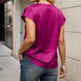 thumbnail image 4 of XIAOCHA Dolman Sleeve Satin Tops For Women Short Sleeve V-Neck Pullover Top Elegant Office Party Tops, 4 of 6