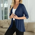 thumbnail image 5 of BiZtdJrK Women's 3/4 Sleeves Lightweight Open Front Cardigan Draped Ruffles Shawls Shrugs Kimono Jacket Beach Cover Ups Navy M Mother's Day Gifts, 5 of 9