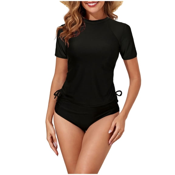gakvbuo Swimsuit For Women One Piece Bathing Suit Short Sleeve Swimwear Women's Sports Printing Matching Zipper Slim Jumpsuit Sports Surf Suit Swimsuit
