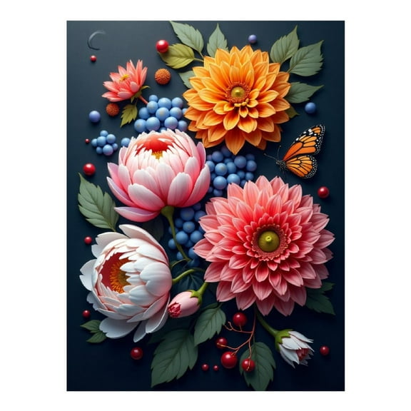 Diamond Art Kit for Adults, Colorful Bouquet Print No.69 Diamond Painting for Adults Beginners, 5D DIY Diamond Art Painting Kits, Colorful Diamond Painting Craft for Home Decor 12x16