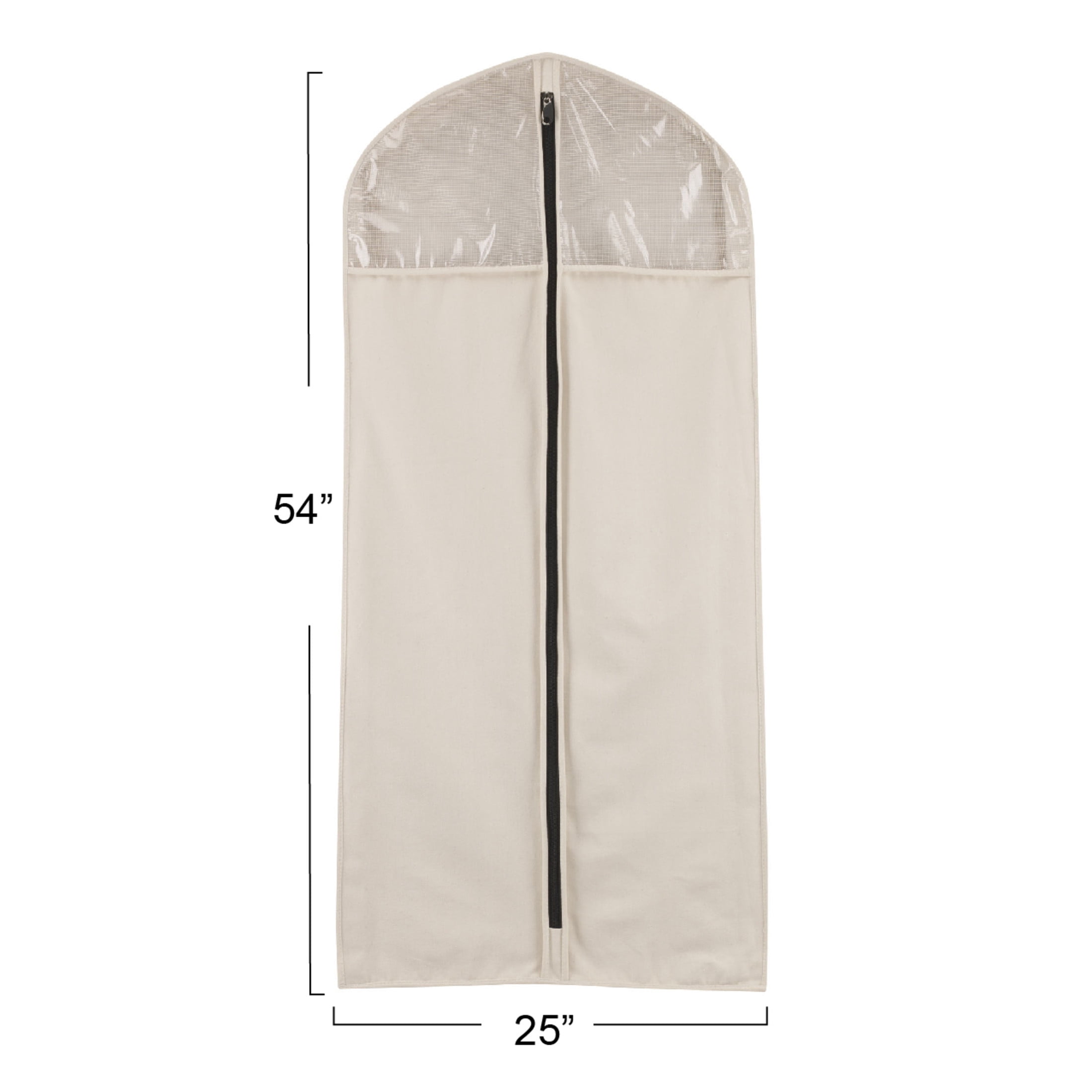 Household Essentials Cedarline Hanging Garment Bag, Durable Cotton Canvas Bag with Zipper, Textured PEVA Panels, Breathable and Snag-Resistant, Perfect for Protecting Dresses, Suits and More, Natural