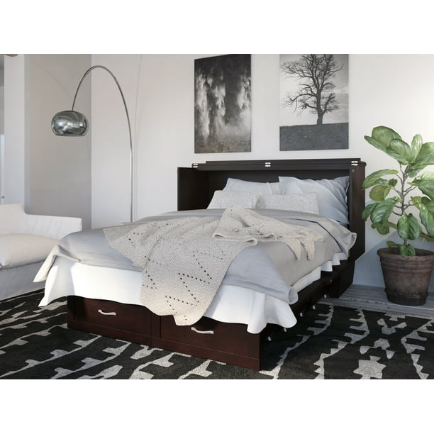 Monroe Murphy Bed Chest Queen Espresso with Charging Station Walmart