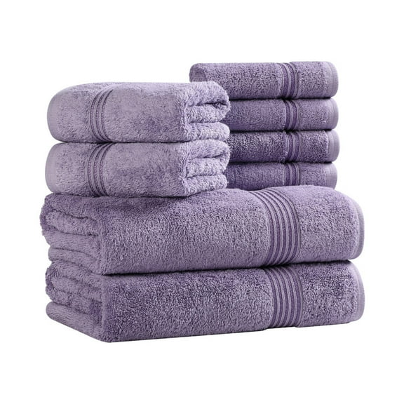 Superior Egyptian Cotton Absorbent 8-Piece Royal Purple Towel Set