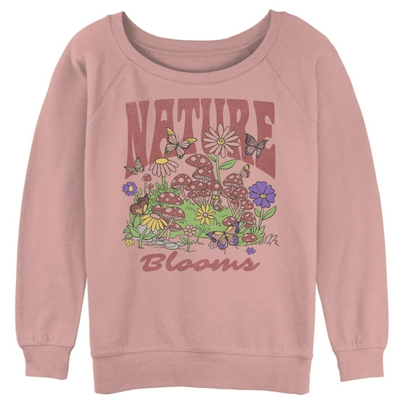 Junior's Lost Gods Nature Blooms Sweatshirt Desert Pink 2X Large