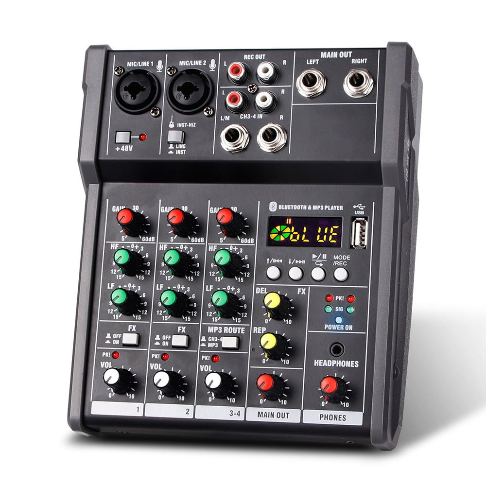 Table de Mixage Studio Audio Mixer Console Bluetooth USB 6 Canaux Mics ...