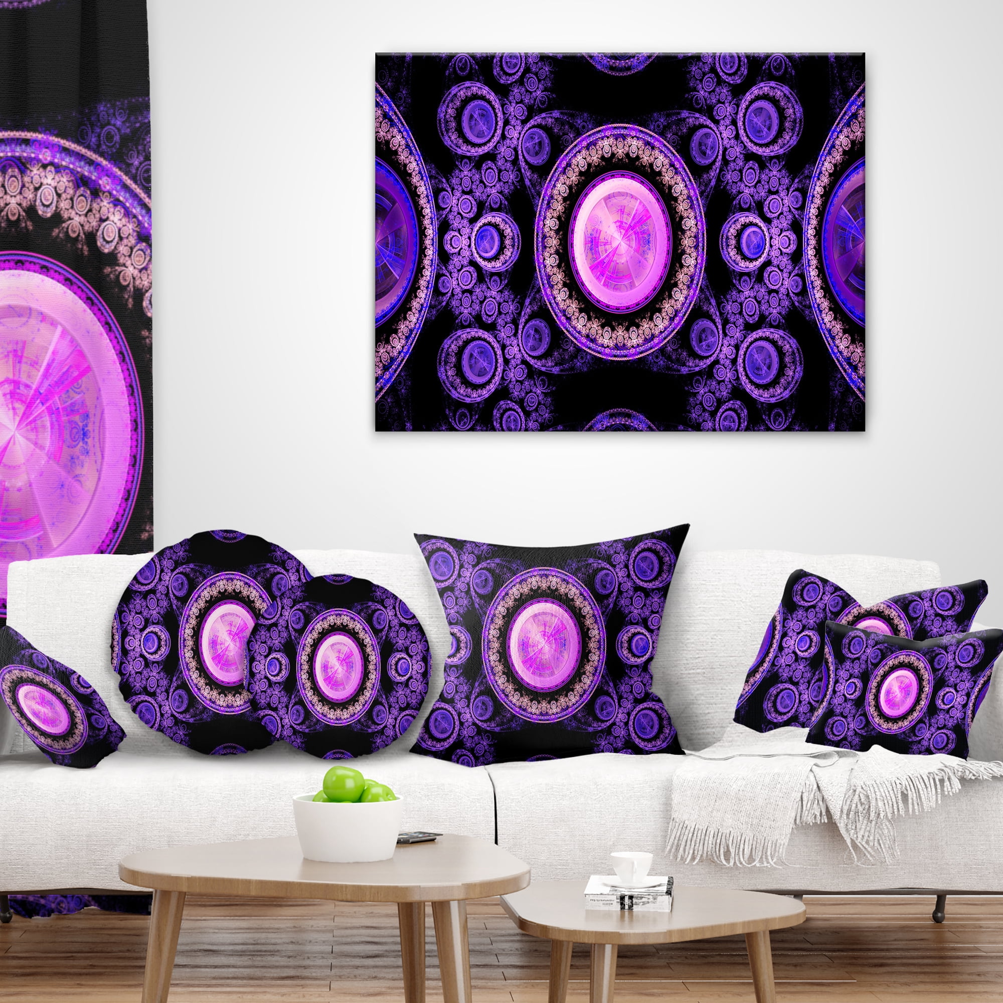 Designart Purple Psychedelic Relaxing Art - Abstract Throw Pillow - 18x18