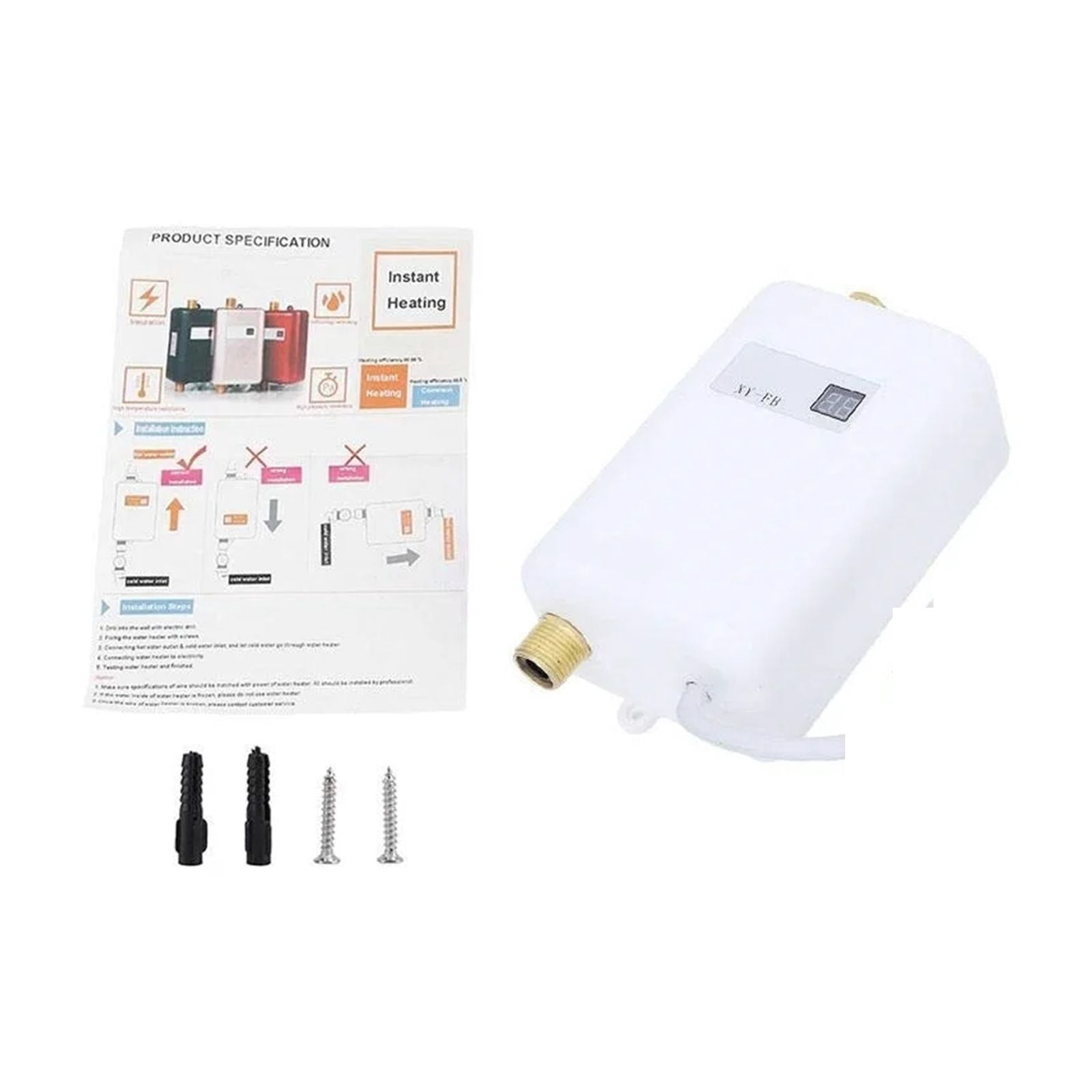 Electric Water Heater 3000W Mini Tankless Instant Hot Water Heater System For Bathroom Kitchen Household ,Compact Design