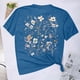 thumbnail image 5 of Camisetas de Verano de Mujer Pequeña Flor Impresa Cuello Redondo Manga Corta Superior, Verano Superior de las Mujeres, 5 of 6