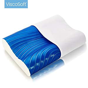 ViscoSoft ARCTIC GEL CONTOUR Pillow - Cooling Gel, Contouring Memory Foam, Removable Cover - Best Head, Neck Support - Hypoallergenic - (Best Pillow For Heavy Head)