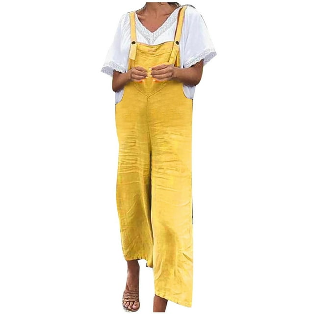 Monos Para Mujer, Elegantes, Informales, de Color Sólido, de Algodón Y Lino, Sueltos, Rectos, Con Tirantes, Pantalones Con Cinturón, Pantalones de Una Pieza, Pantalones de Una Pieza Odeerbi ODB146140