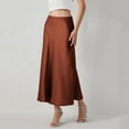 thumbnail image 6 of Bmisegm Women's Satin Skirts Casual Silk Midi Skirt High Waisted Long A Line Elegant Work Party Silk Brown Skirt XXL, 6 of 6