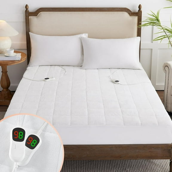 5 Heated Setting Coral Fleece Electric Mattress Pad Queen, Bed Warmer with Dual Controller & Auto Off 10 Hours, Fit Up to 21 Inch, 80"x60"