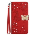 thumbnail image 1 of Allytech iPhone 11 Case,Diamond Butterfly Embossed Wallet Flip PU Leather Magnetic Card Slots Flip Magnetic Shockproof  Cover for iPhone 11 6.1 inch,Red (Colorful Diamond Butterfly), 1 of 6