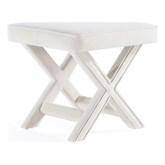 Manhattan Comfort Abigail Single Ottoman Bench with Solid Wood Frame in Cream