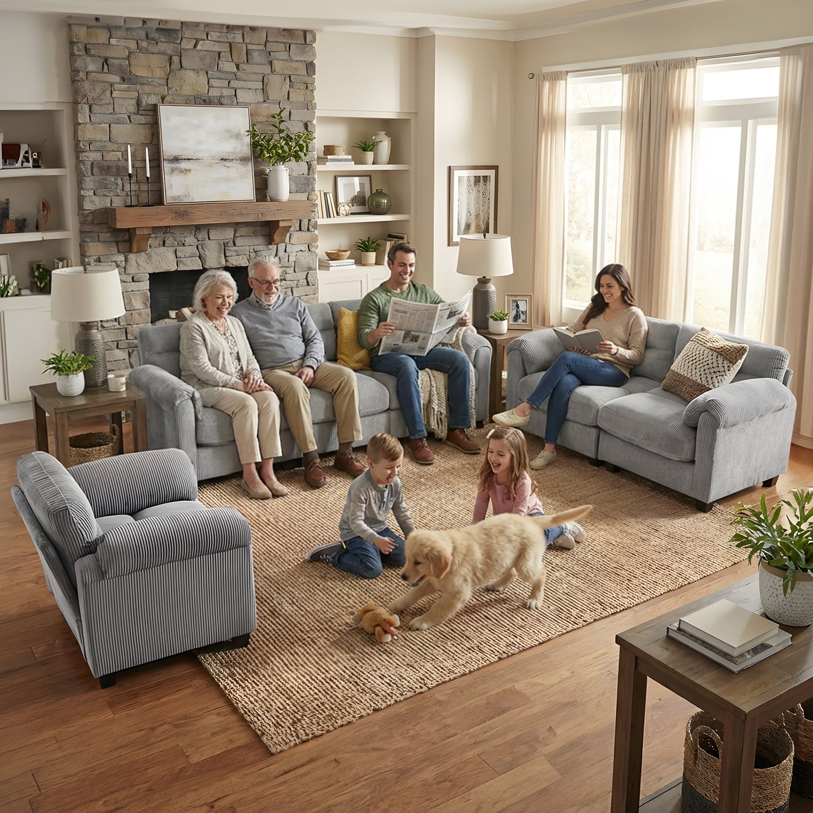 Bonzy Home Modular Sectional Sofa Couches Living Room Sofa Set Ideal for Small Spaces & Family Fun Gray