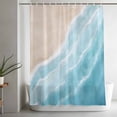 thumbnail image 4 of Summer Blue Beach Wave Shower Curtain, Coastal Nautical Watercolor Gradient Ocean Waterproof Shower Curtain Set with 12 Hooks Lightweight Bath Curtains Fabric Bathroom Decor 72x72 Inches, 4 of 9