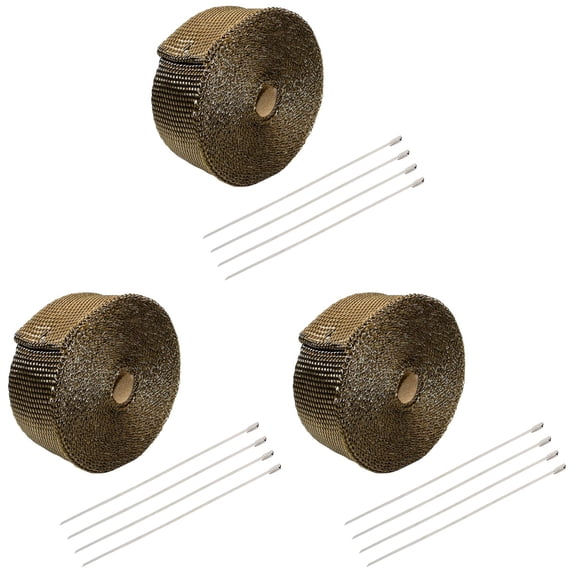 unbranded 3pcs 1.5mm * 25mm * 5mm Exhaust Heat Wrap Roll Header Tube Fiber Wrap Tape for Car Motorcycle