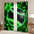 thumbnail image 2 of jejeloiu Neon Blue Baseball Blackout Curtains Set of 2 (52x84 Each),Modern Geometric Hexagon Window Curtains For Boys Teens, 2 of 6