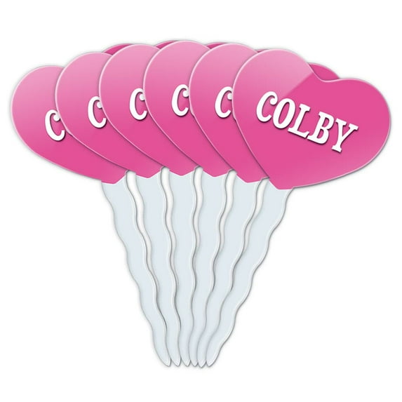 Colby Heart Love Cupcake Picks Toppers - Set of 6