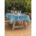 thumbnail image 3 of Outdoor Tablecloth with Umbrella Hole for Patio/Picnic/Party/Camping, Blue Coastal Waterproof Table Cloth Rectangle Table Cover Washable, Starfish Shell Coral Palm Trees Conch Ocean (60"x 120"), 3 of 8