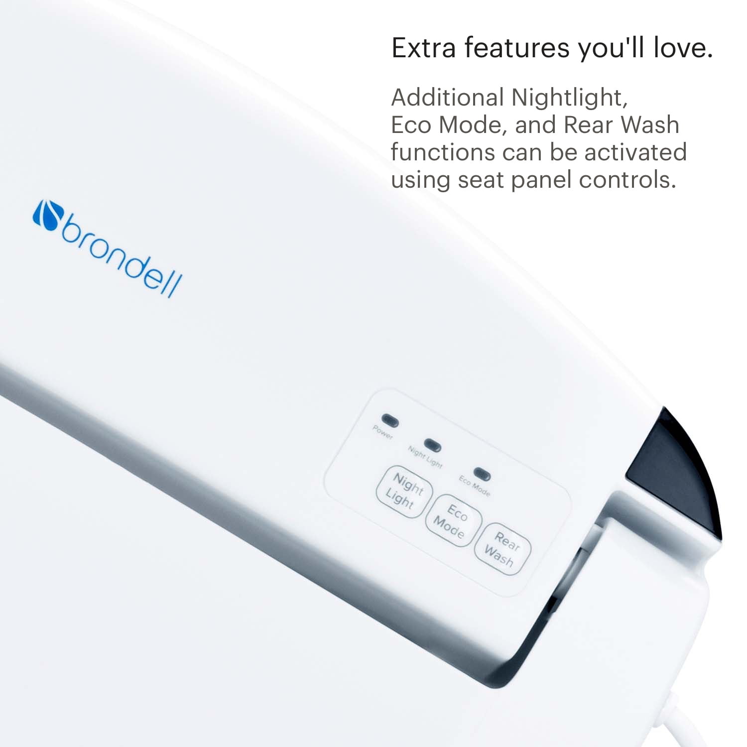 Brondell Swash SE600 Bidet Toilet Seat, Fits Elongated Toilets, White - Oscillating Stainless-Steel Nozzle, Warm Air Dryer, Ambient Nightlight