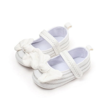 Awevudst Baby Girls Mary Jane Flats Cute Bowknot Dress Shoes Stitch Crib Shoes