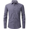 thumbnail image 1 of XINQIHANG Chemise Habillée à Manches Longues pour Hommes Coupe Régulière Décontractée Boutonnée Unie avec Poches, 1 of 7