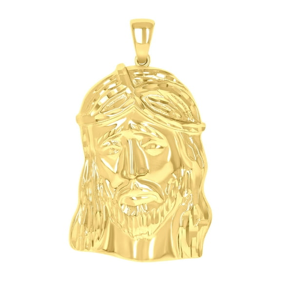 925 Sterling Silver Yellow-tone Mens Jesus Religious Charm Pendant for Men