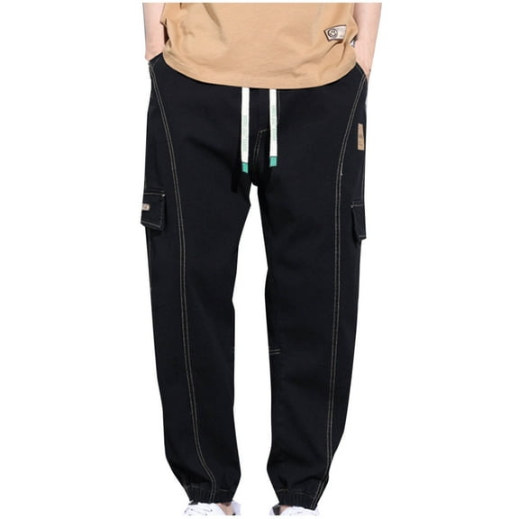 Awdenio Cargo Pants for Men Vintage Jeans Baggy Drawstring Cargo Pants Elastic Waist Pants Pants for Men Fashion
