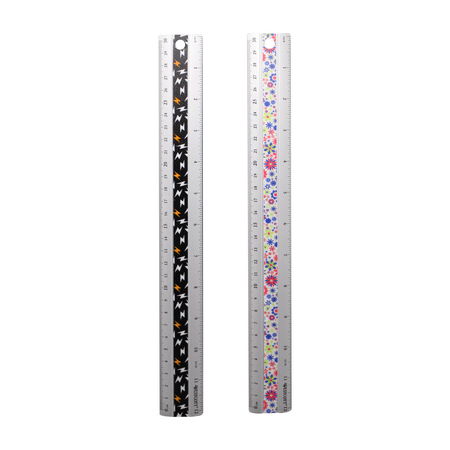 Westcott Aluminum Inlay Ruler, 12 Inches, 1 Inch Wide, Hanging Hole, Pattern Chosen For You