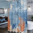 thumbnail image 6 of Summer Blue Ocean Shower Curtain, Nautical Sea Orange Starfish Corals Seashell Waterproof Shower Curtain Set with 12 Hooks Lightweight Bath Curtains Fabric Bathroom Decor 72x84 Inches, 6 of 9