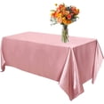 thumbnail image 1 of Manteles de satén para mesas rectangulares, 102 x 58 pulgadas, superposición de decoración de mesa de satén para eventos de banquetes de boda (rosa, 102 x 58 pulgadas) JAMW  Sencillez, 1 of 5