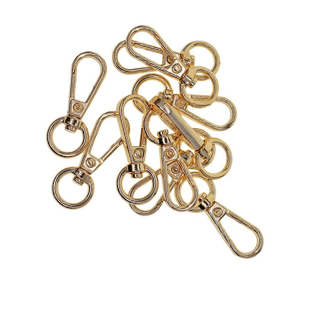 10 Pieces Swivel Snap Lobster Clasp Jewelry Making Findings Accessories Clips Keychain Key Rings DIY Golden
