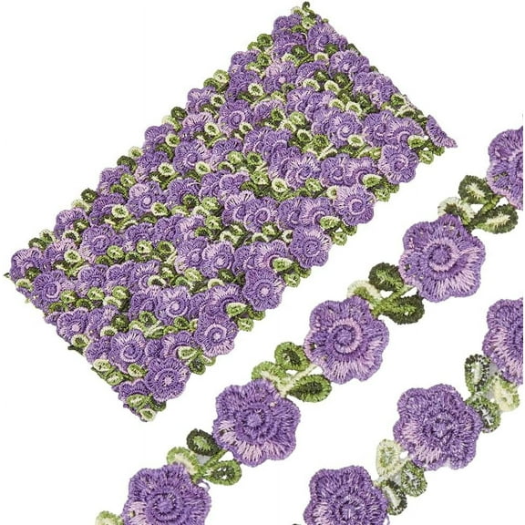 5 Yards 0.8 Inch Wide Purple Floral Lace Ribbon Trim Polyester Lace Edge Trim Flower Embroidered Venice Lace Ribbon Upholstery Decorating Trim for Wedding Decoration Appliques Sewing