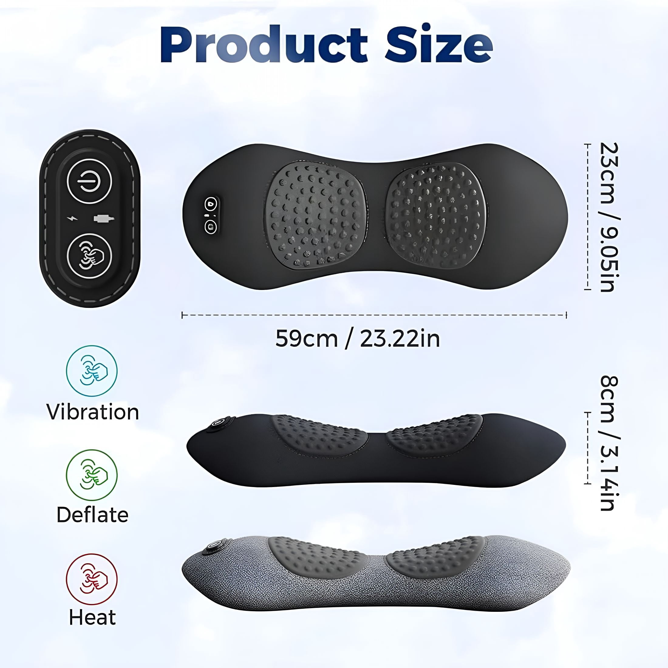 XIRQI Upgraded Smooth Spine Triple Fusion Back Massager,3 in 1 Neck Shoulder Backs Massagers with Traction,Vibration&Heat (Dark Gray)