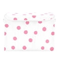 thumbnail image 7 of Yayeee Collapsible Cube Storage Bin with Lid Fabric Closet Decorative Basket with Handles, Pink Polka Dots, 7 of 7
