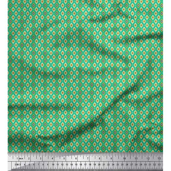 Soimoi Velvet Fabric Ogee Small Printed Craft Fabric by The Yard 58 Inch Wide