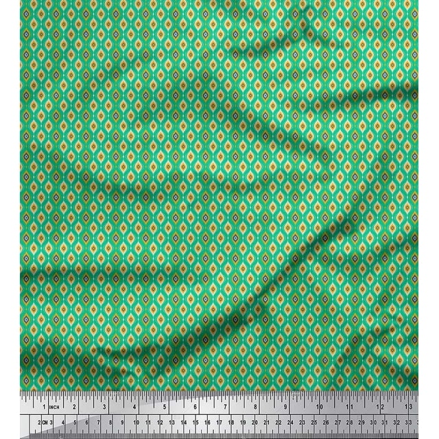 Soimoi Tissu Poly Georgette Ogee Petit Imprimé Tissu au Mètre 42 Pouces de Large