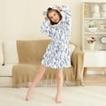 thumbnail image 3 of FORMRS Niños Bathrobe Unisex Hooded Robe Soft Plush Pajamas Sleepwear, Size 2-3T, Watercolor Lavender Pattern, 3 of 7
