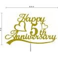 thumbnail image 2 of 5th Anniversary Cake Topper Gold Glitter, 5 Wedding Anniversary Party Decoration Ideas, Sturdy Doubled Sided Glitter, Acrylic Stick. Made in USA (5th Gold), 2 of 4