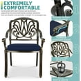 thumbnail image 3 of MEETWARM 5 Piece Outdoor Furniture Patio Dining Set, All-Weather Cast Aluminum Patio Table and Chairs Set- 4 Cushioned Chairs, 1 Round Dining Table with Umbrella Hole for Backyard, Navy Blue, 3 of 8